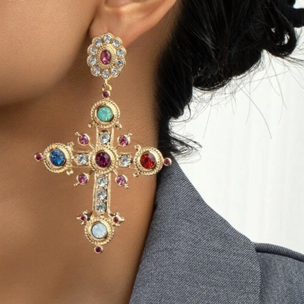 Cross earrings - Picture 2 of 3